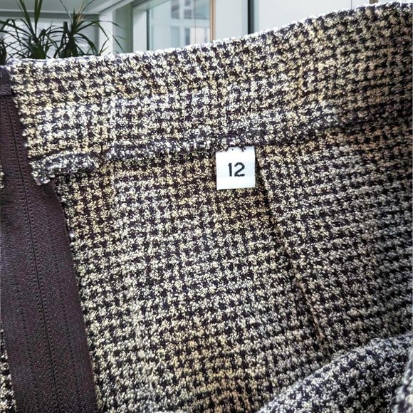Vintage 90s Tweed Pencil Skirt 12 Black Tan - Picture 3 of 6